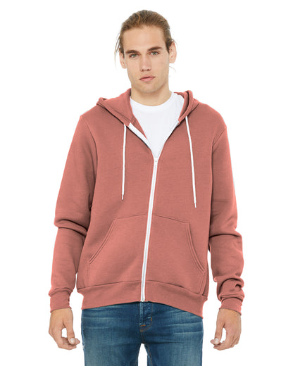 Unisex Poly-Cotton Sponge Fleece Full-Zip Hoodie - Mauve