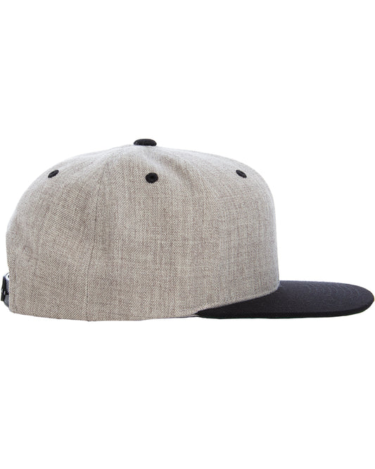 Unisex 6-Panel Structured Flat Visor Classic Two-Tone Snapback - Heather / Black