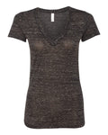 Ladies' Jersey Short-Sleeve Deep V-Neck T-Shirt - Black Marble