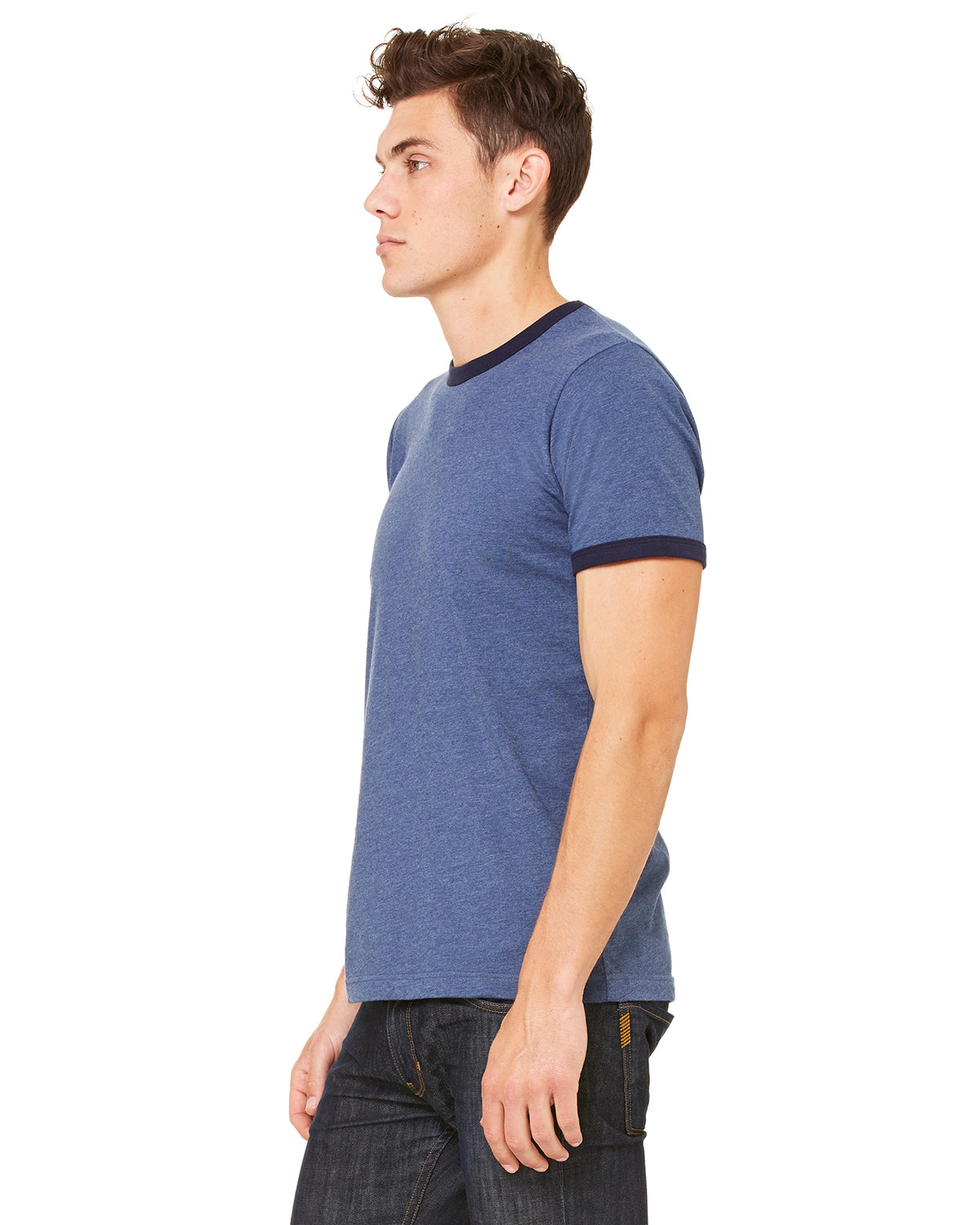Men's Jersey Short-Sleeve Ringer T-Shirt - Heather Navy / Midnight