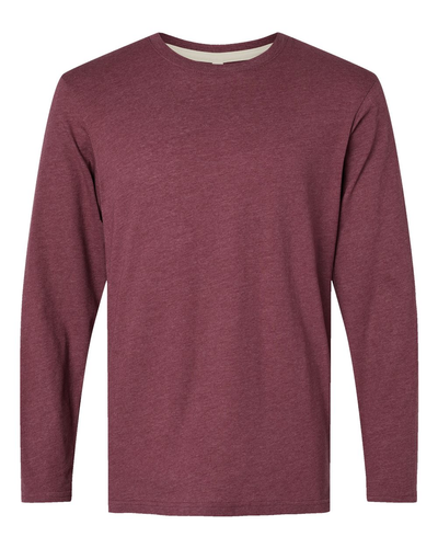 Forward Shoulder Long Sleeve Fine Jersey Tee - Vintage Burgundy / Natural