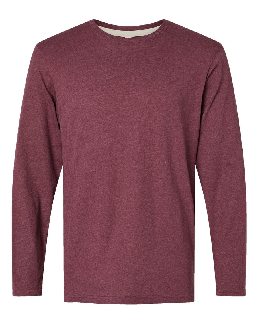 Forward Shoulder Long Sleeve Fine Jersey Tee - Vintage Burgundy / Natural