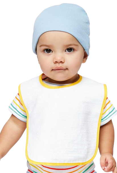 Infant Contrast Trim Terry Bib - White / Gold