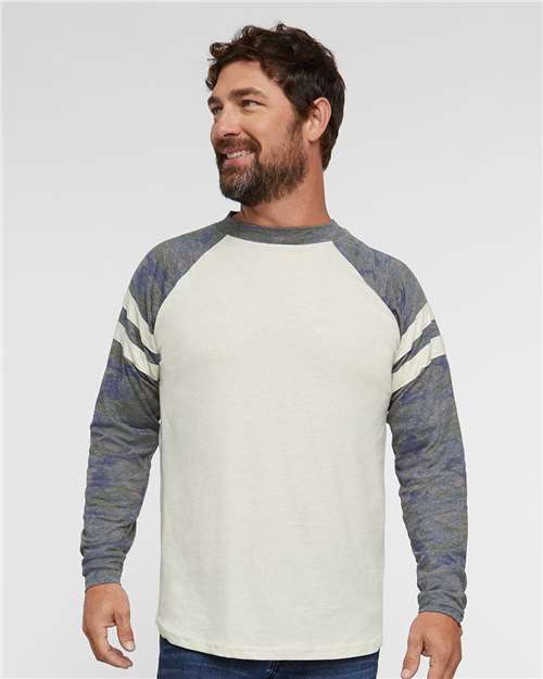 LAT 6934 Natural Heather/ Vintage Camo/ Natural Heather — on model front