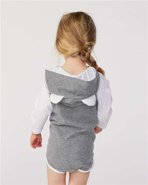 Rabbit Skins 4418 Granite Heather/ White — on model back
