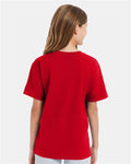 Hanes 498Y Athletic Red — on model back