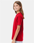 Hanes 498Y Athletic Red — on model side