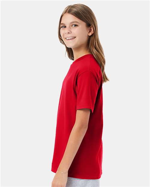 Hanes 498Y Athletic Red — on model side