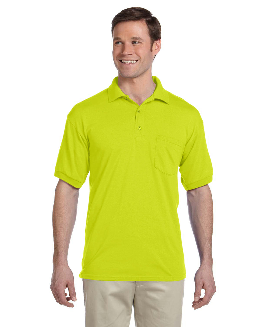 Unisex 50/50 Jersey Polo with Pocket - Safety Green