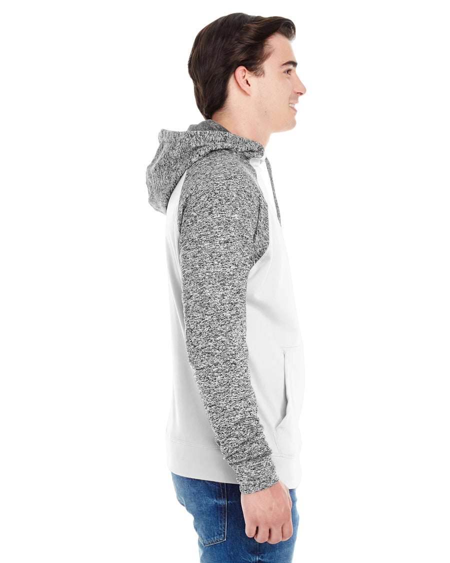 Unisex Colorblock Cosmic Pullover Hoodie - White / Charcoal Fleck