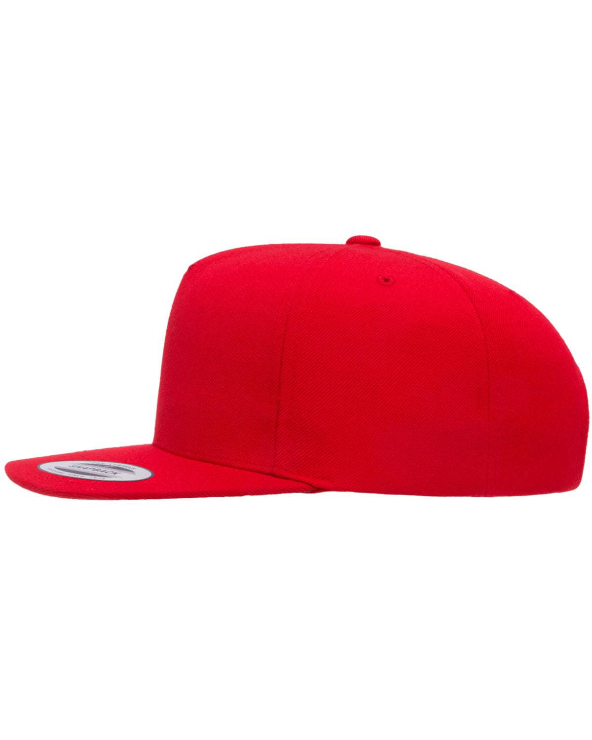 Unisex 5-Panel Structured Flat Visor Classic Snapback Cap - Red