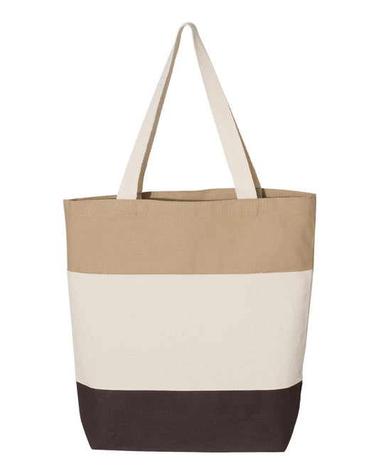 11L Tri-Color Tote - Chocolate / Natural / Khaki