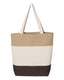 Q-Tees Q125900 - 11L Tri-Color Tote - Chocolate / Natural / Khaki