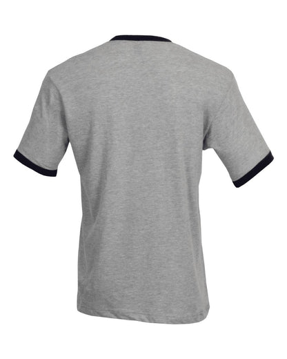 Unisex Fine Jersey Ringer Tee - Heather Grey/ Navy