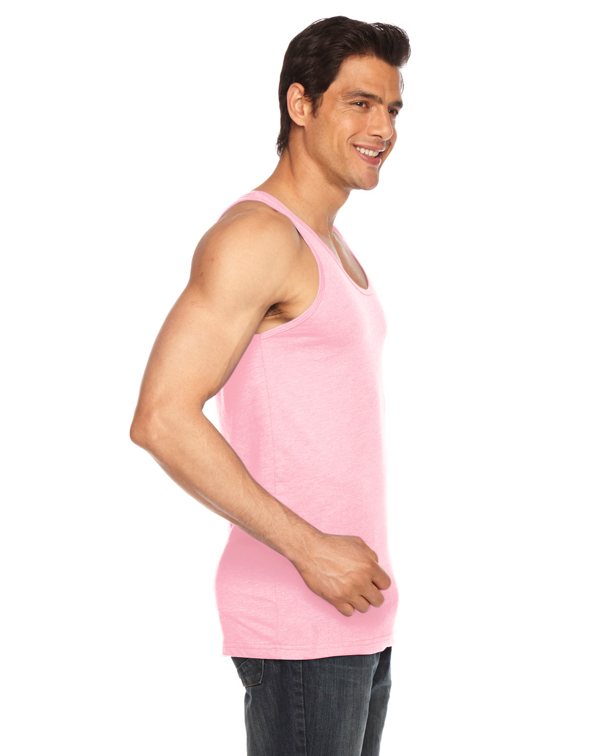 Unisex Poly-Cotton Tank - Neon Heather Pink