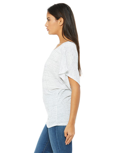 Women's Flowy Draped Sleeve Dolman T-Shirt - White Marble