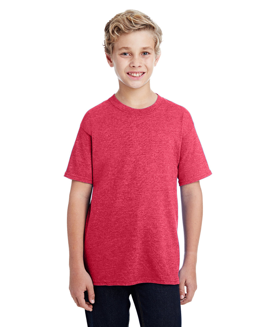 Youth 50/50 T-Shirt - Heather Sport Scarlet Red