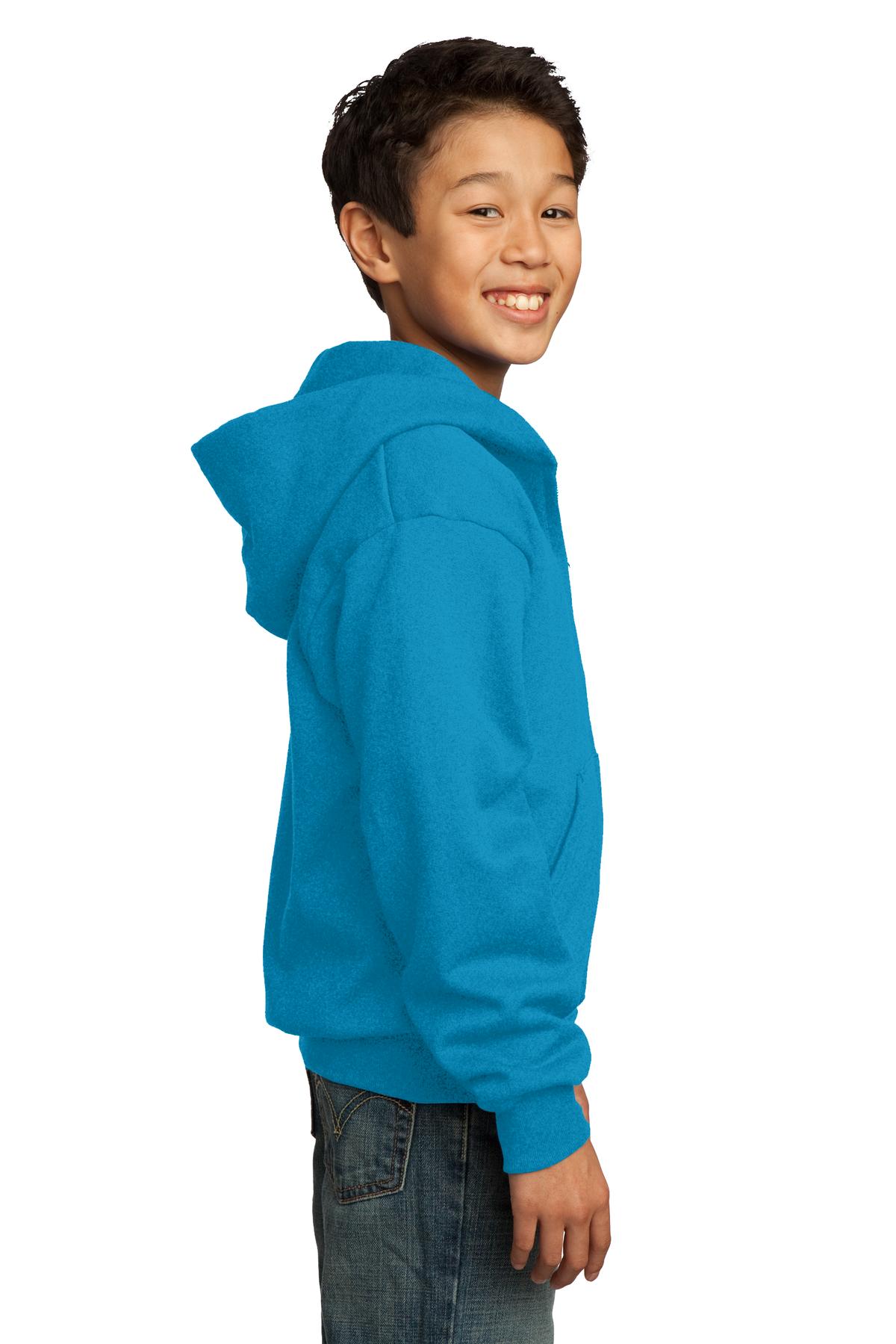 Youth Core Fleece Full-Zip Hoodie - Neon Blue