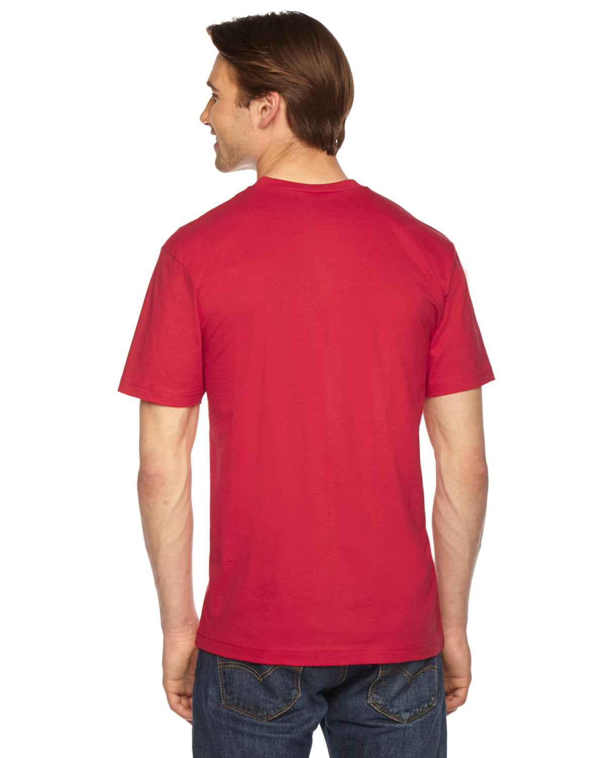 Unisex Fine Jersey Short-Sleeve V-Neck T-Shirt - Red