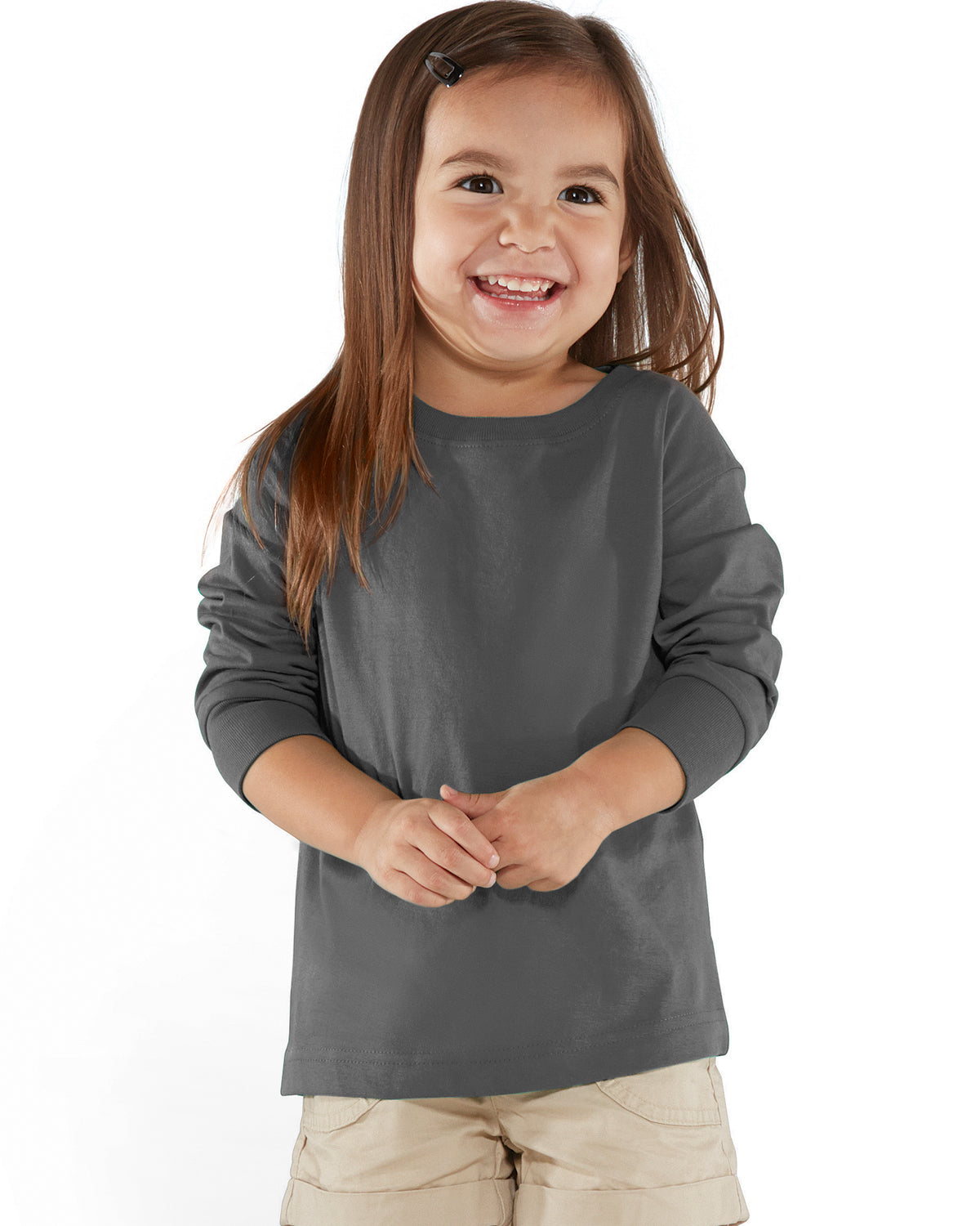 Toddler Long-Sleeve Fine Jersey T-Shirt - Charcoal