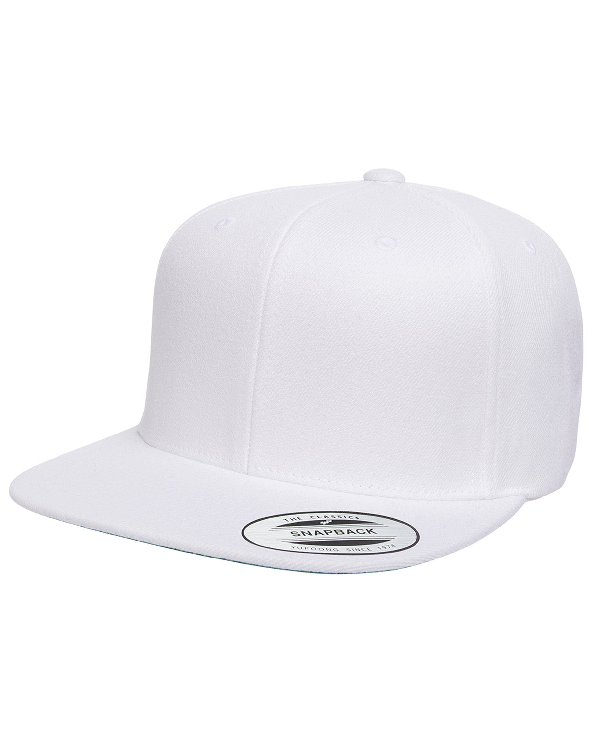 Unisex 6-Panel Structured Flat Visor Classic Snapback - White