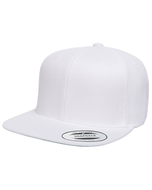 Unisex 6-Panel Structured Flat Visor Classic Snapback - White
