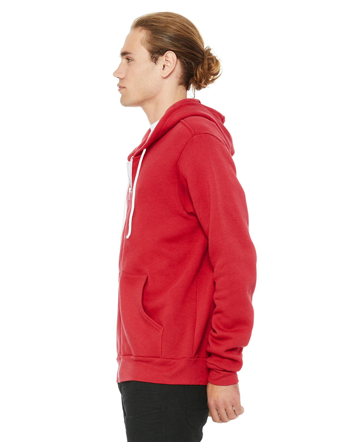 Unisex Poly-Cotton Sponge Fleece Full-Zip Hoodie - Red