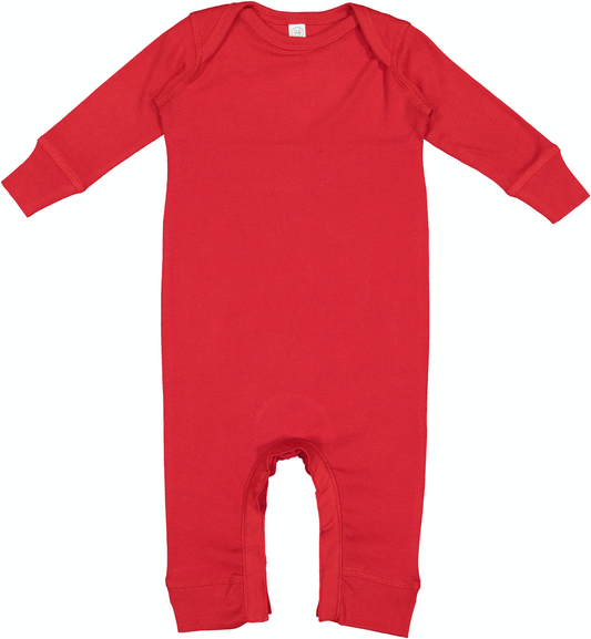Infant Long-Sleeve Baby Rib Coverall - Red