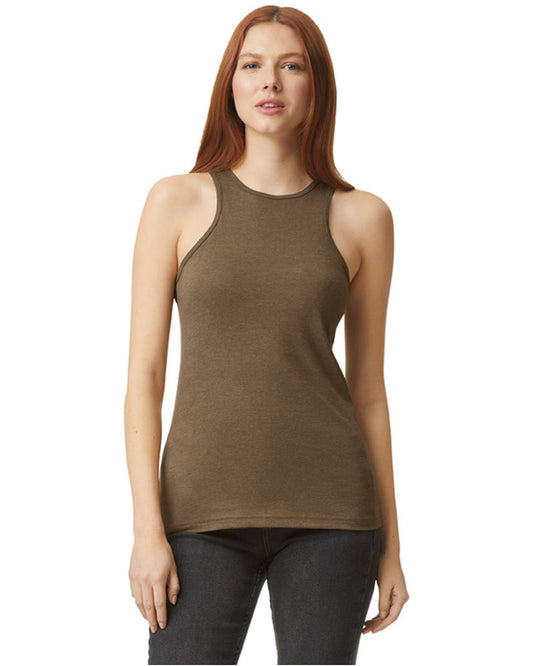Women's CVC Racerneck Tank - Heather Army