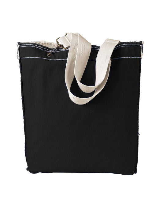 Direct-Dyed Raw-Edge Tote - Black