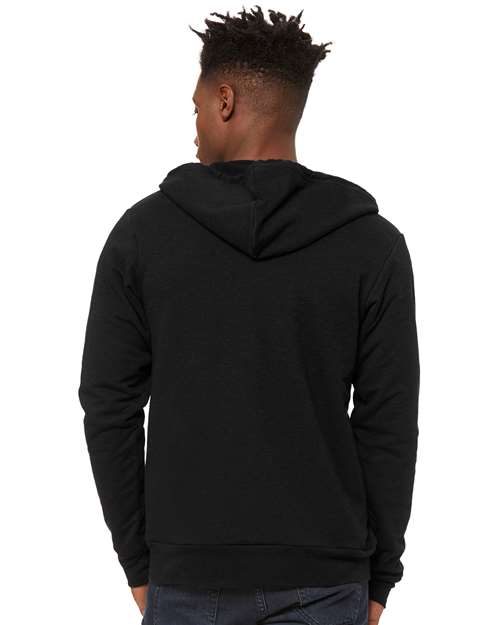 BELLA + CANVAS 3739 Black Heather — on model back
