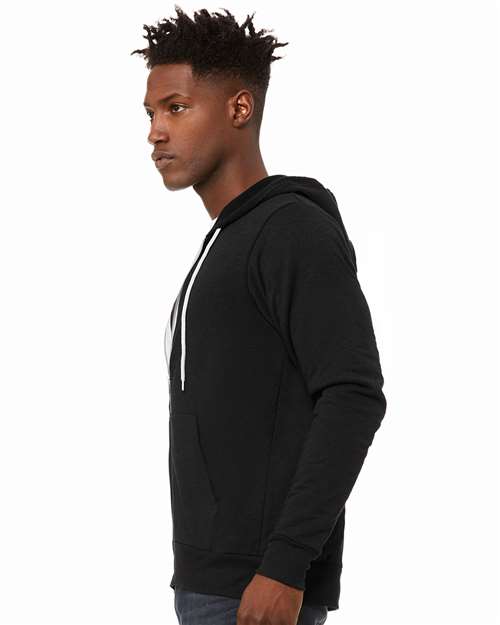 BELLA + CANVAS 3739 Black Heather — on model side