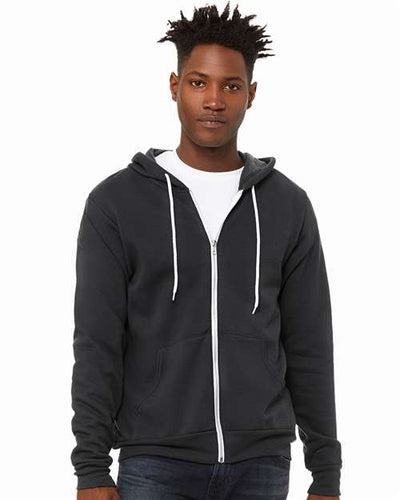 BELLA + CANVAS 3739 DTG Dark Grey — on model front