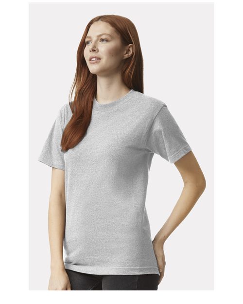 American Apparel 1301 Heather Grey — on model side