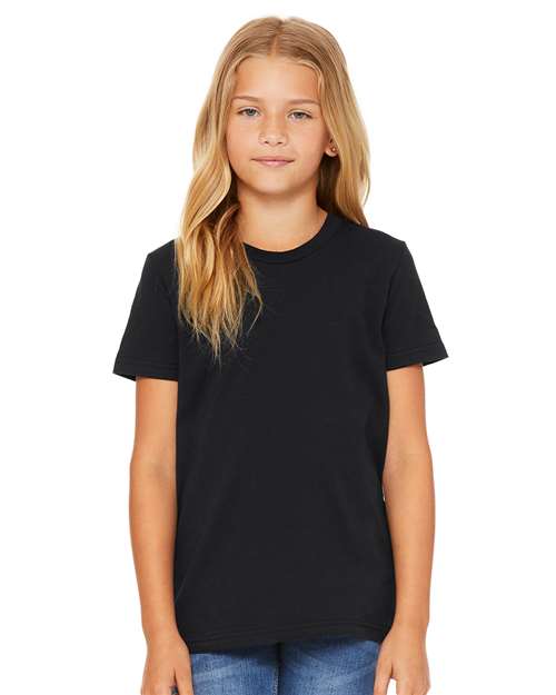 BELLA + CANVAS 3001Y Vintage Black — on model front