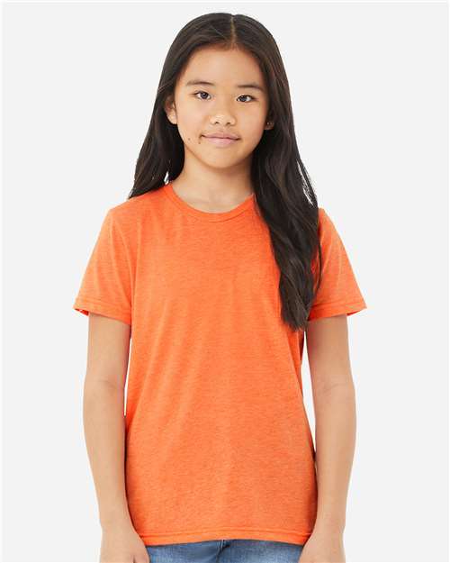 BELLA + CANVAS 3413Y Orange Triblend — on model front