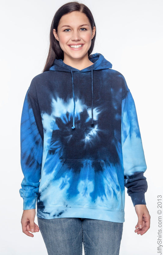 Unisex Tie-Dyed Pullover Hoodie - Blue Ocean