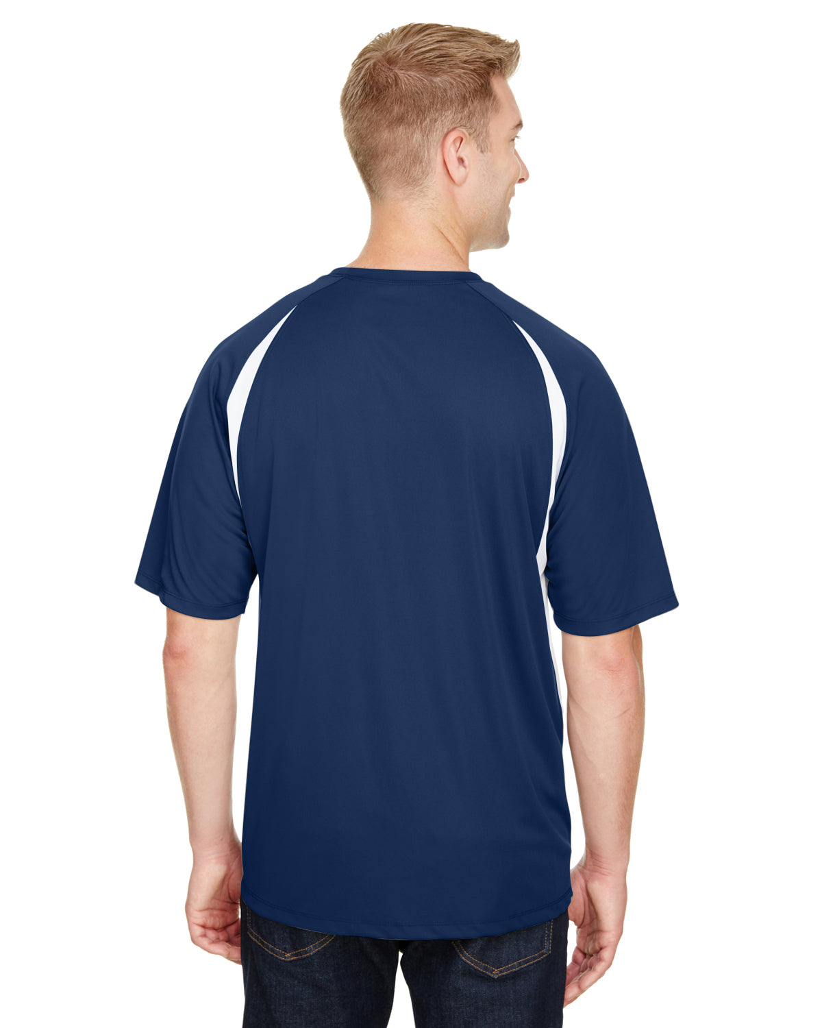 Men's Cooling Performance Color Blocked T-Shirt - Navy / White