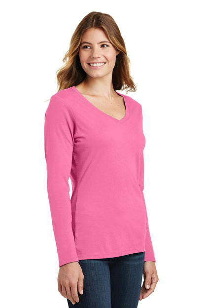 Women's Long Sleeve Fan Favorite V-Neck Tee - New Pink