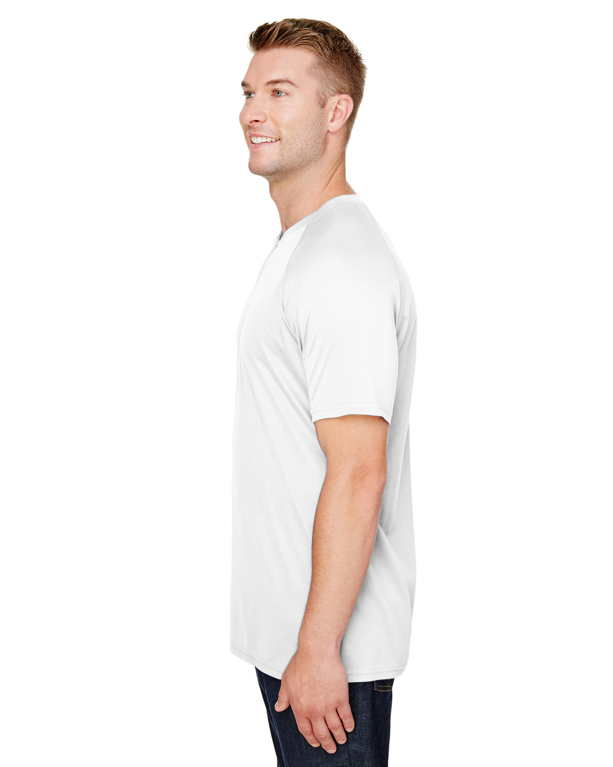 Unisex Attain 2-Button Baseball Jersey - White
