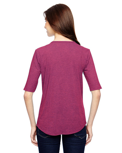 Women's Triblend Deep Scoop 1/2-Sleeve T-Shirt - Heather Raspberry