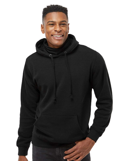 Unisex Gaiter Fleece Hoodie - Black