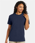 Hanes 4980 Heather Navy — on model front