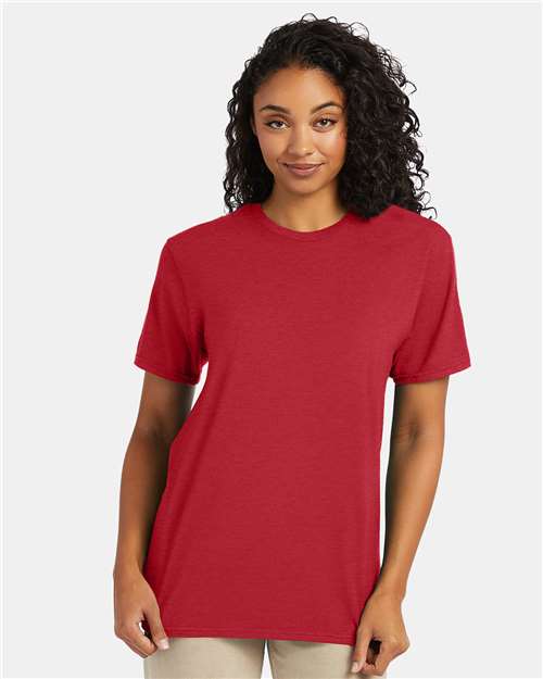Hanes 4980 Heather Red — on model front
