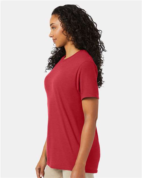 Hanes 4980 Heather Red — on model side