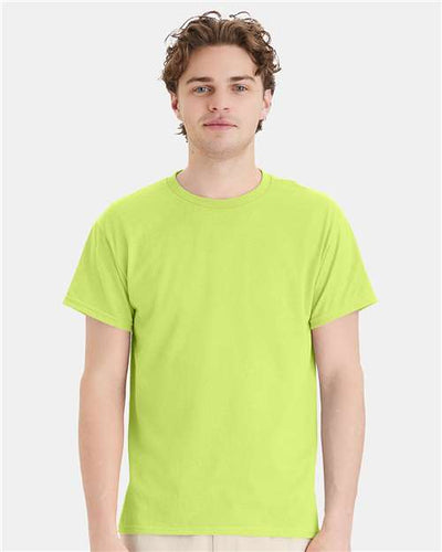 Hanes 5170 Safety Green — on model front