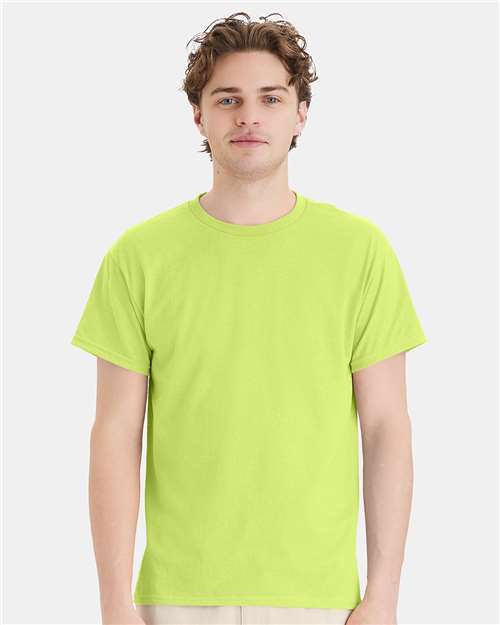 Hanes 5170 Safety Green — on model front