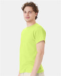 Hanes 5170 Safety Green — on model side