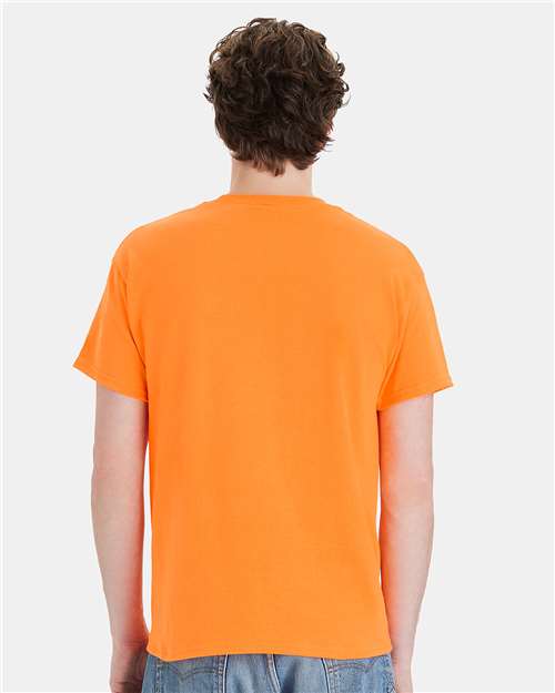 Hanes 5170 Safety Orange — on model back