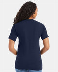 Hanes 5180 Heather Navy — on model back